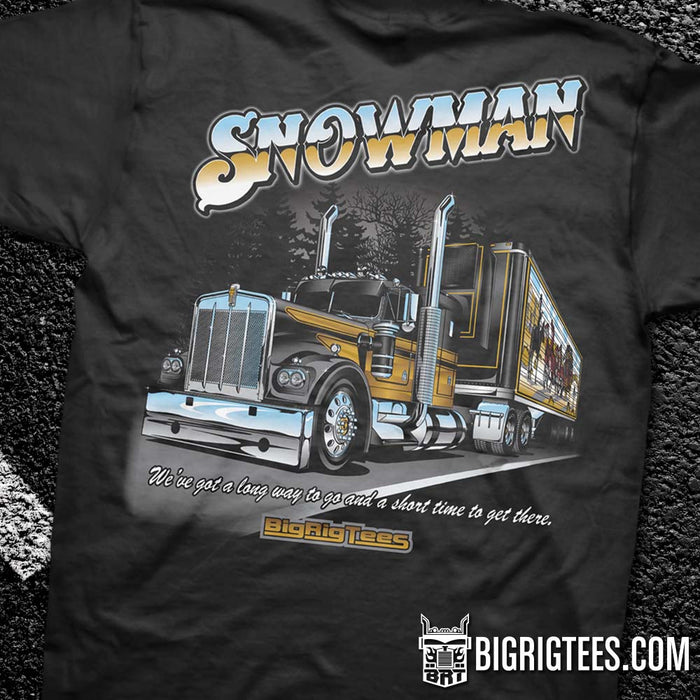 Snowman trucker tee shirt