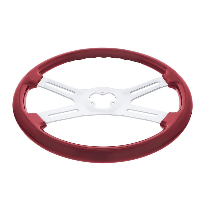 "Candy Red" 18" wood steering wheel w/candy finish - 3 hole style