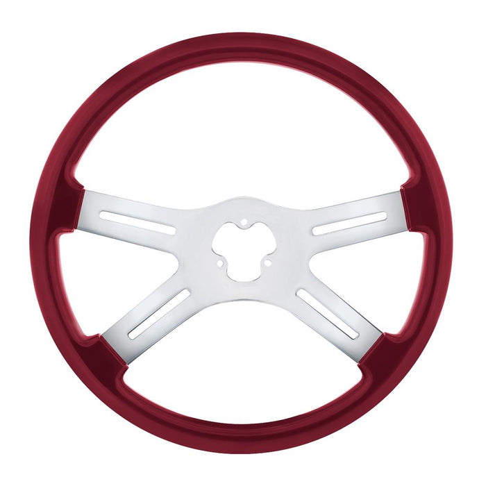 "Candy Red" 18" wood steering wheel w/candy finish - 3 hole style