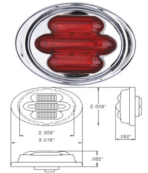 Maxxima red 2" mini-oval 7 diode LED marker light