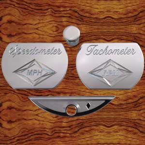 Rockwood Peterbilt -2005 stainless steel Speedometer/Tachometer gauge emblems