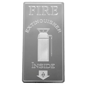 Rockwood stainless steel "Fire Extinguisher Inside" statement plate