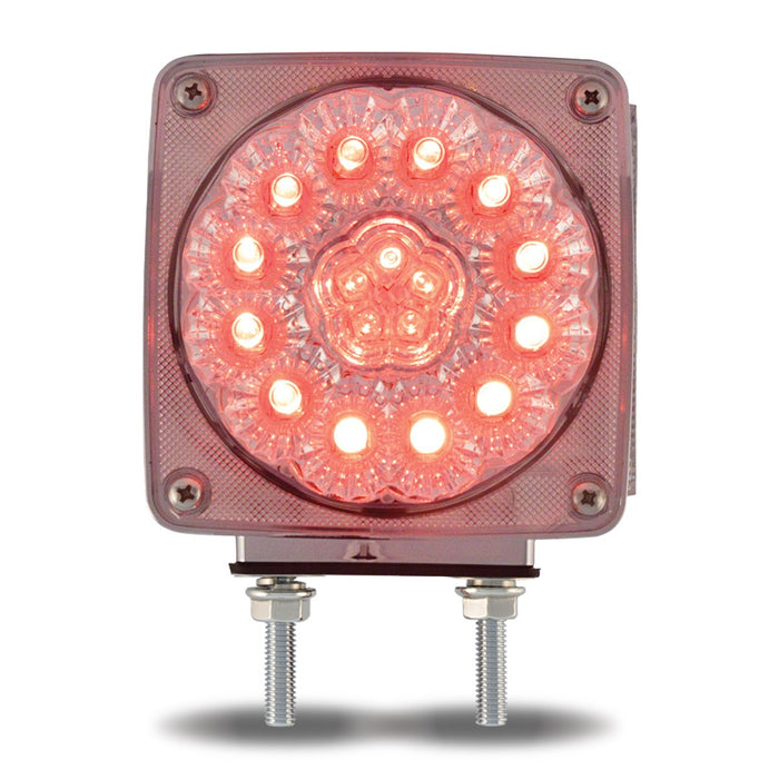 Amber/Red square 38 diode LED 2-stud turn signal light, CLEAR lens