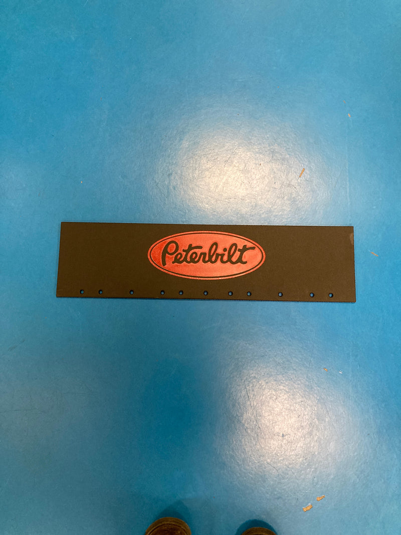 Peterbilt 24" x 6" black quarter fender mudflap w/red stamped logo