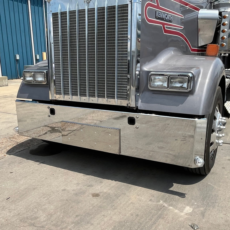 Kenworth w900 stainless steel 2-license plate holder/step hole cover