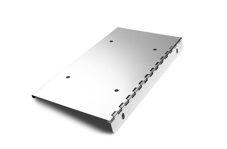 Stainless steel hinged 1 license plate holder - 15" wide