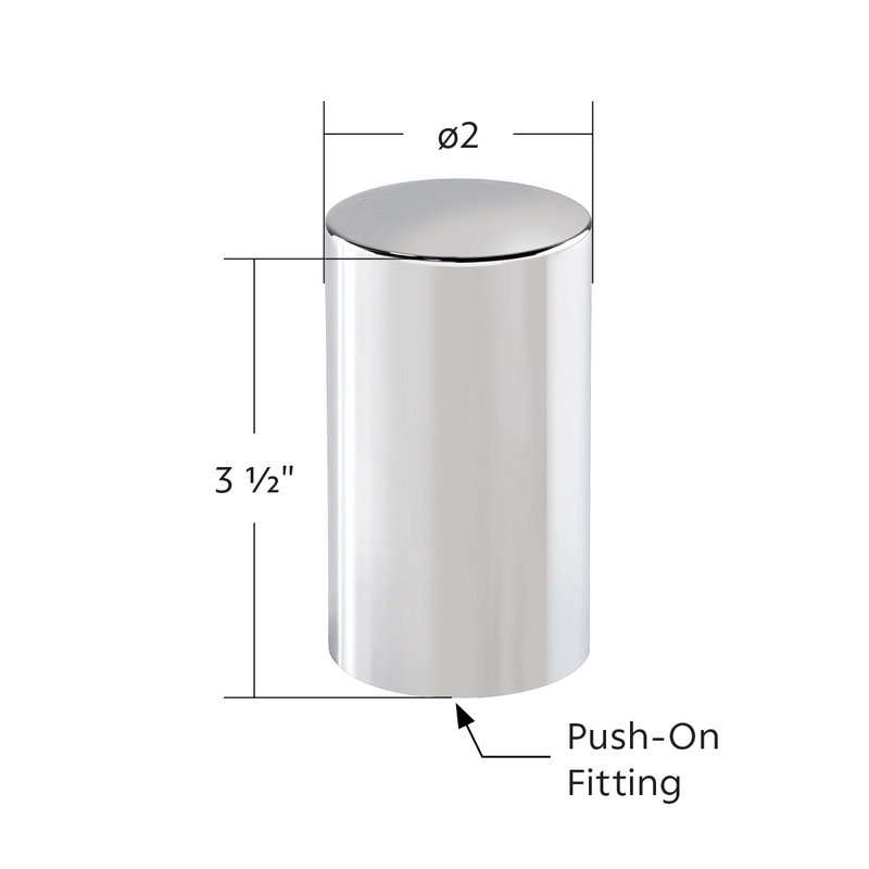 33mm chrome plastic 3.5" flat cylinder PUSH ON lugnut cover - SINGLE