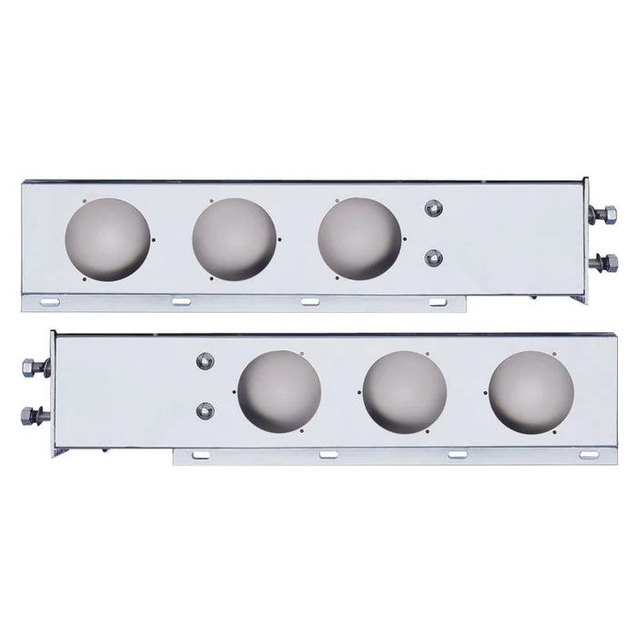 Stainless steel spring-loaded mudflap hangers with 2.5" bolt hole spacings, 6 round 4" light HOLES ONLY - PAIR