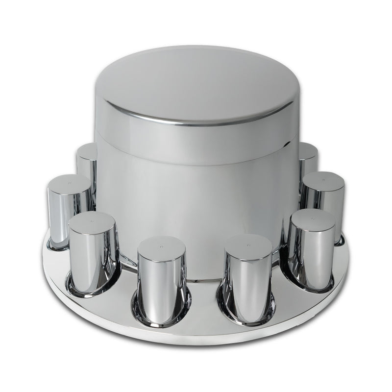 Flat style chrome ABS plastic rear axle cover w/ten 33mm thread-on lugnut covers - SINGLE