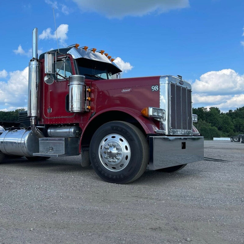 Peterbilt 379 chrome 20" boxed end bumper with standard tow & mounting holes