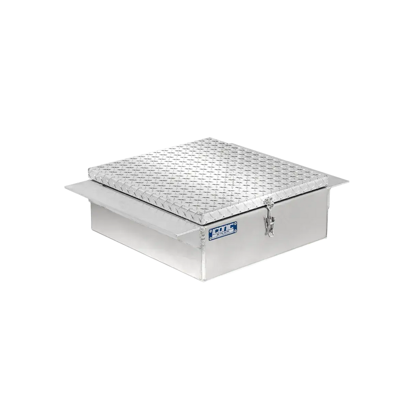 9" (H) x 22" (L) x 28" (W) in-frame/drop in aluminum tool box