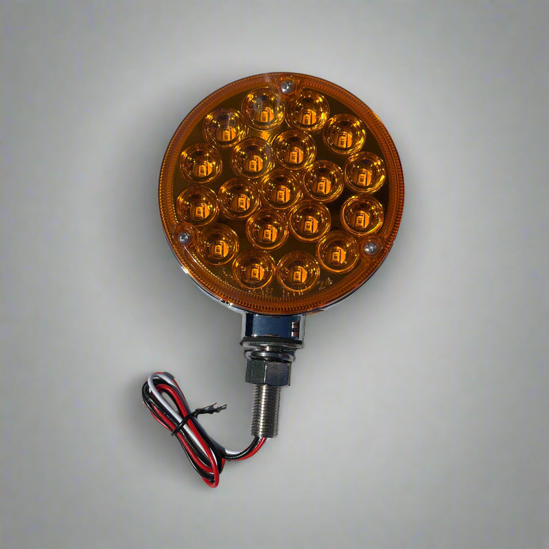 Amber/Red dual face 4" round pedestal turn signal light with reflector - SINGLE