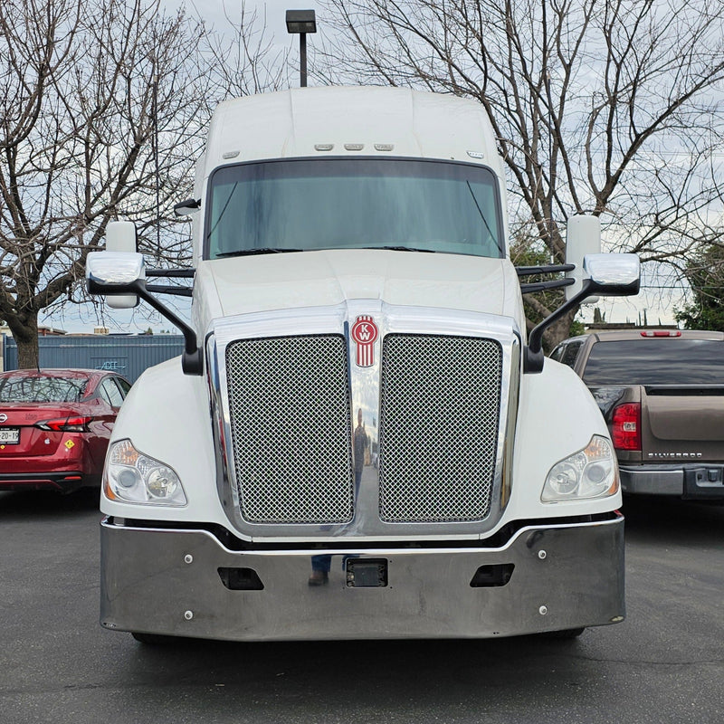 Kenworth T680 chrome steel 14" bumper with mounting holes and tow pin holes - WITH RADAR HOLE