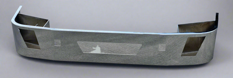 Volvo VNL 64T/630/670/780 2004-2011 chrome 16" bumper with factory fog light holes, tow hook and step holes