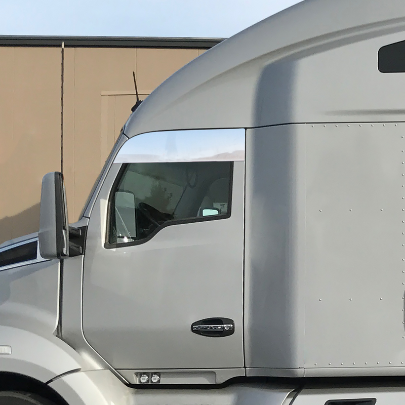Kenworth T680/T880/W990 stainless steel 8" chopped look door window trim - PAIR