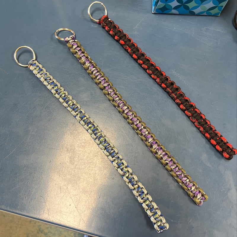 12" long paracord air horn pull cord with 1" diameter split key ring