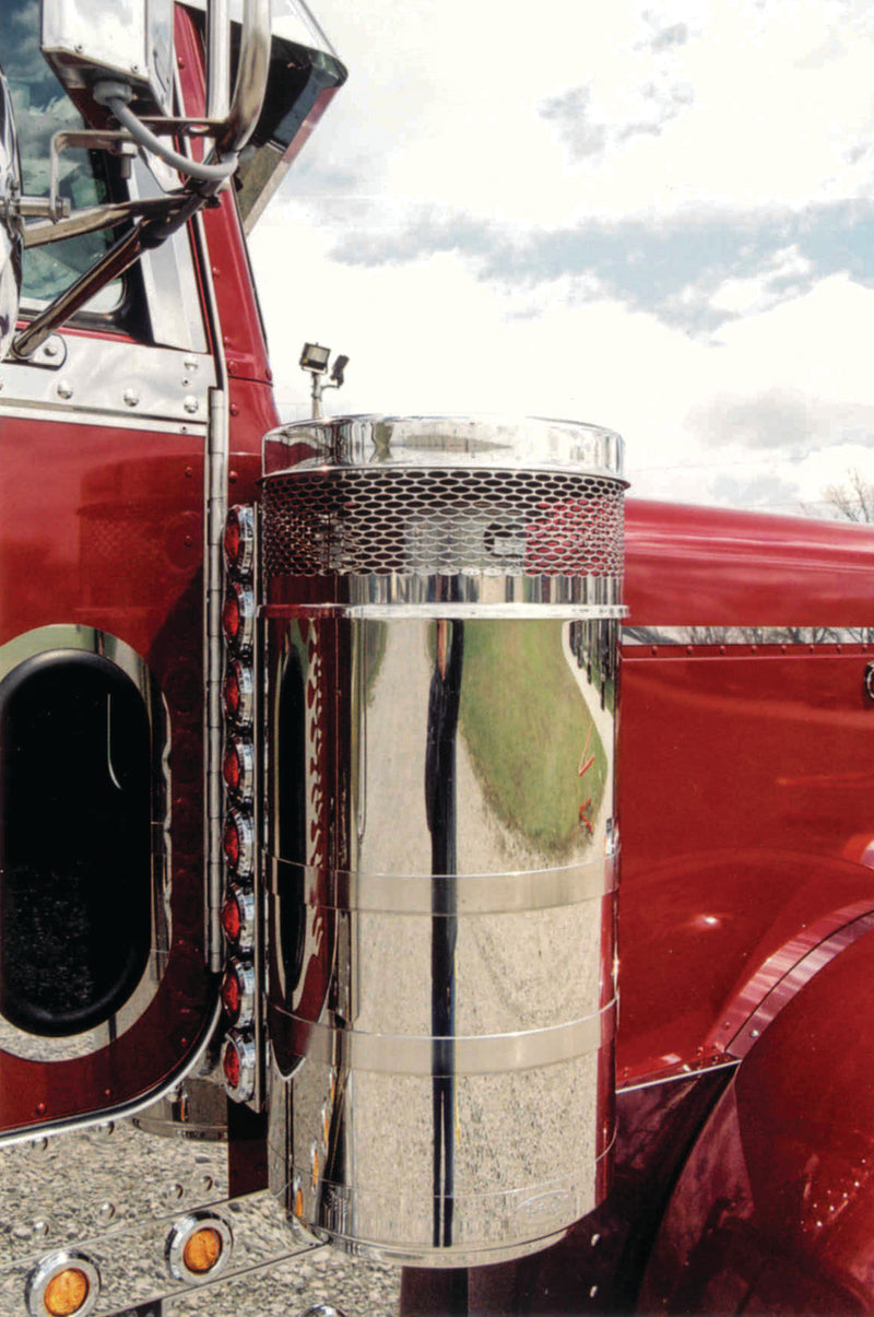 Peterbilt 1988-2005 15" Vortox "wide" rear air cleaner brackets w/16 round 2" light holes