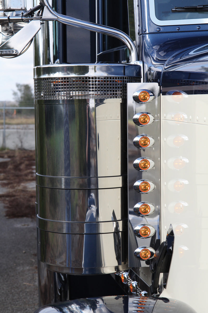 Peterbilt 1988-2005 15" front air cleaner brackets w/16 Panelite M3 light holes - PAIR