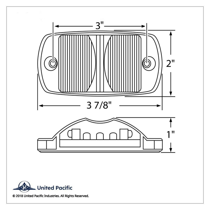Red 8 LED 2" x 4" rectangular LED marker light