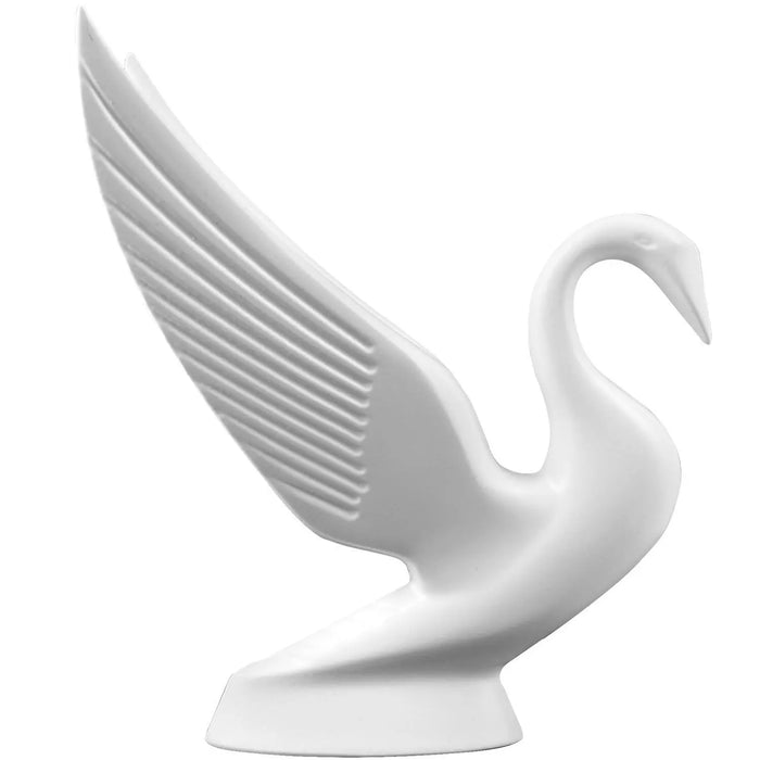 Swan matte white powder coated hood ornament