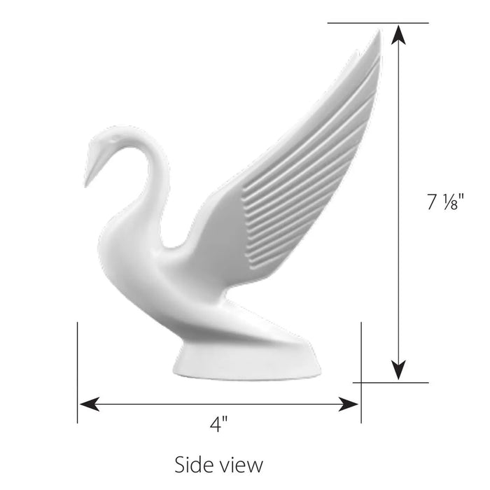 Swan matte white powder coated hood ornament