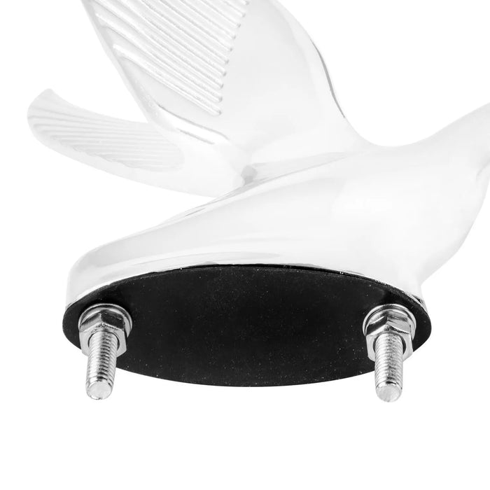 Swan matte white powder coated hood ornament