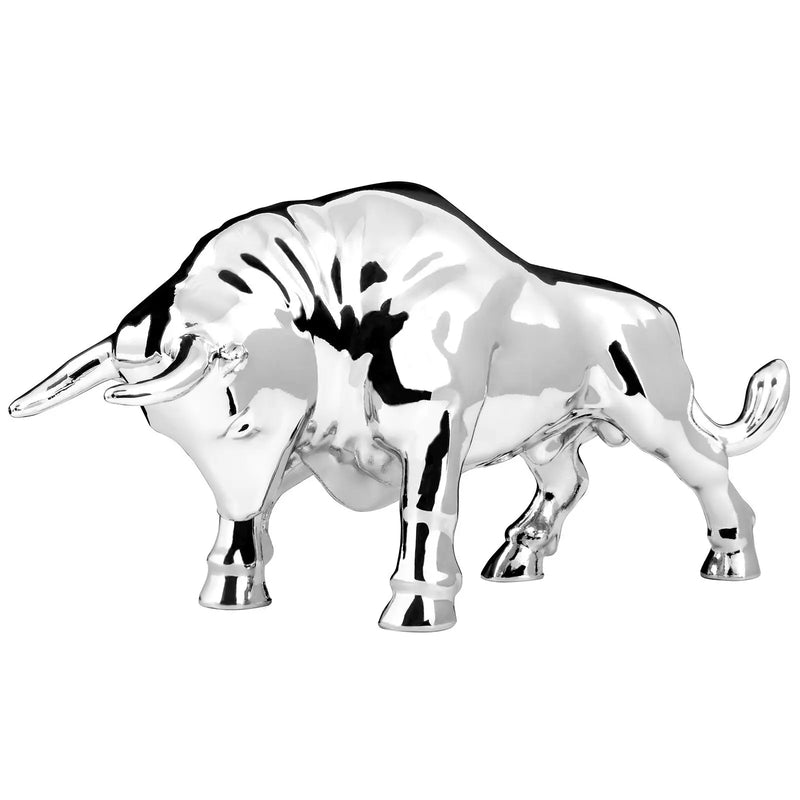 Chrome fighting bull hood ornament