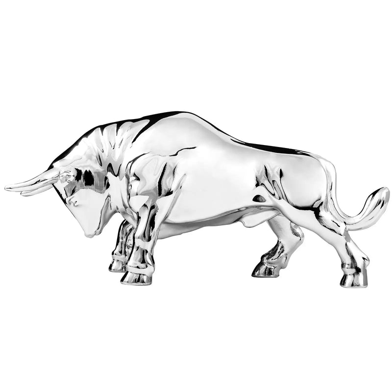 Chrome fighting bull hood ornament