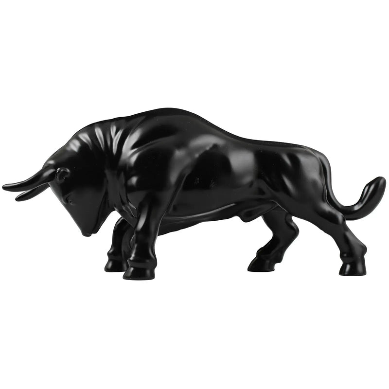 Matte black fighting bull hood ornament