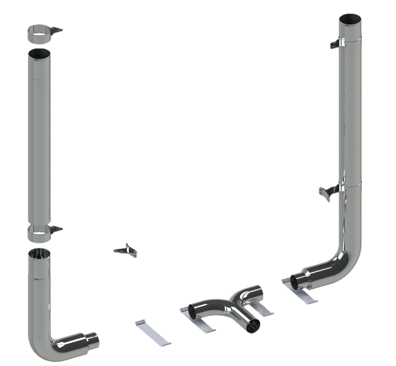 Peterbilt 379 chrome 3-piece 7" diameter exhaust kit - NO TIPS