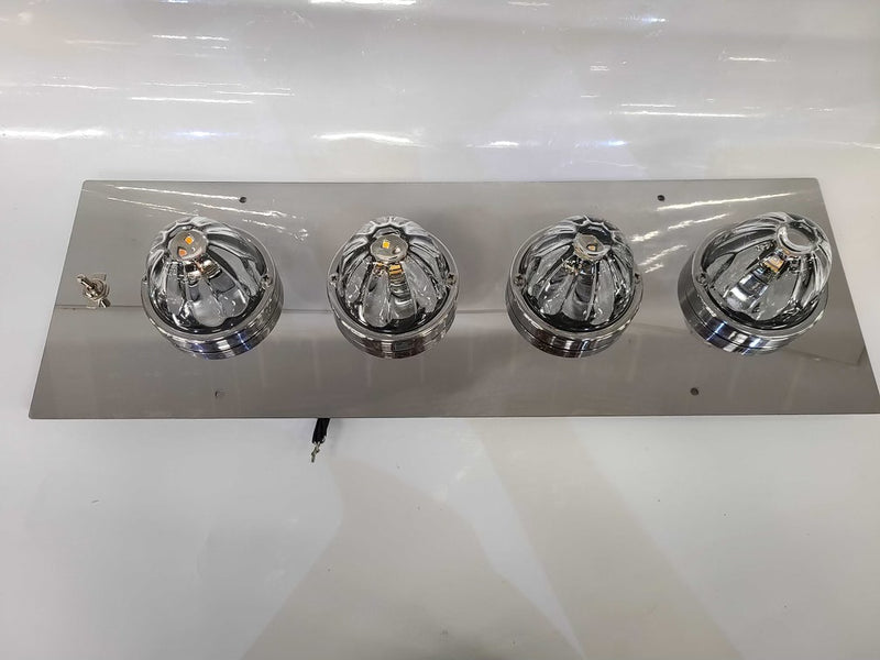 Kenworth T660/W900 2006+ stainless steel sleeper light plate w/4 watermelon light holes - SINGLE