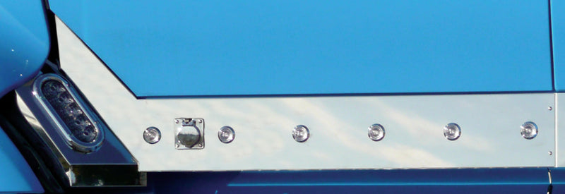 International Prostar stainless steel cab panels w/heater plug hole and 12 amber bullseye LED lights