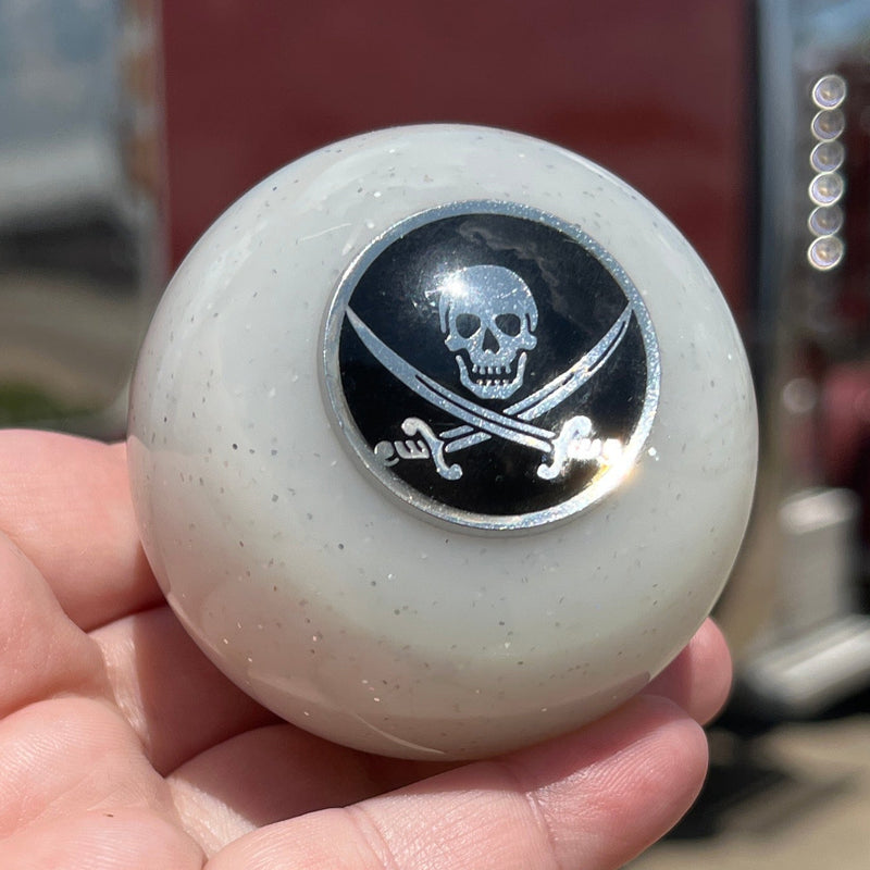 Jolly Roger embedded 2.25" diameter round gear shift knob
