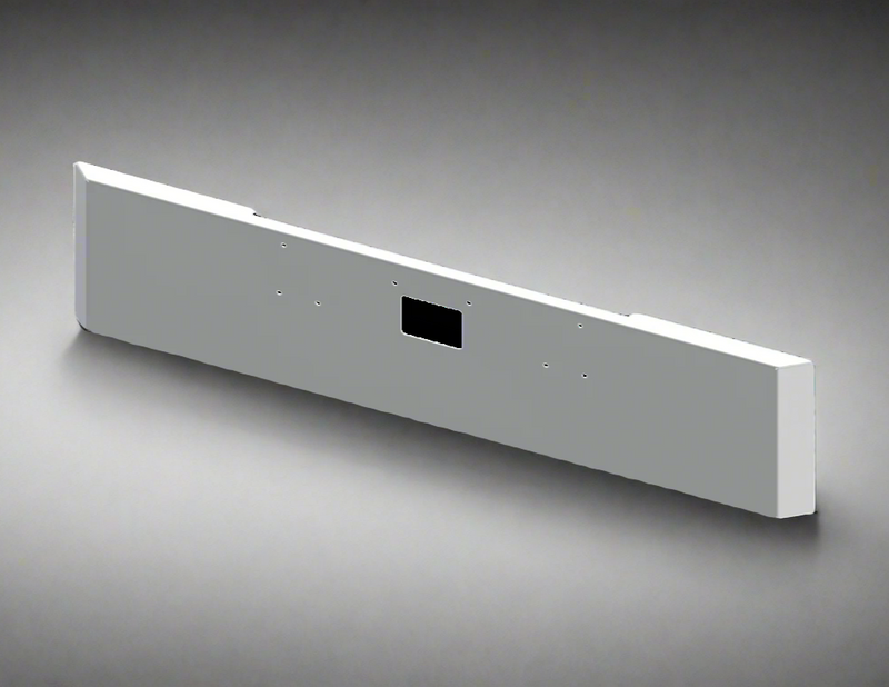 Peterbilt 379 chrome 20" mitered end bumper with standard tow & mounting holes