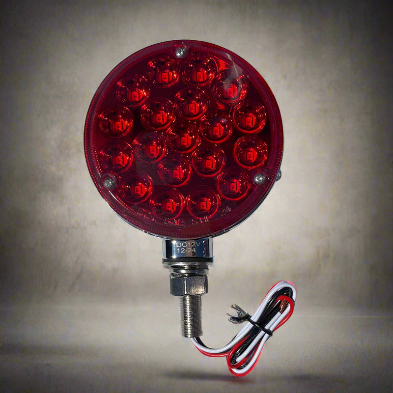 Amber/Red dual face 4" round pedestal turn signal light with reflector - SINGLE