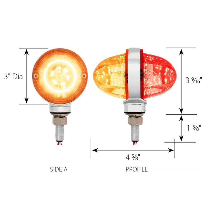 Pearl 3" Amber/Red 18 diode LED  watermelon pedestal turn signal light - clear lens