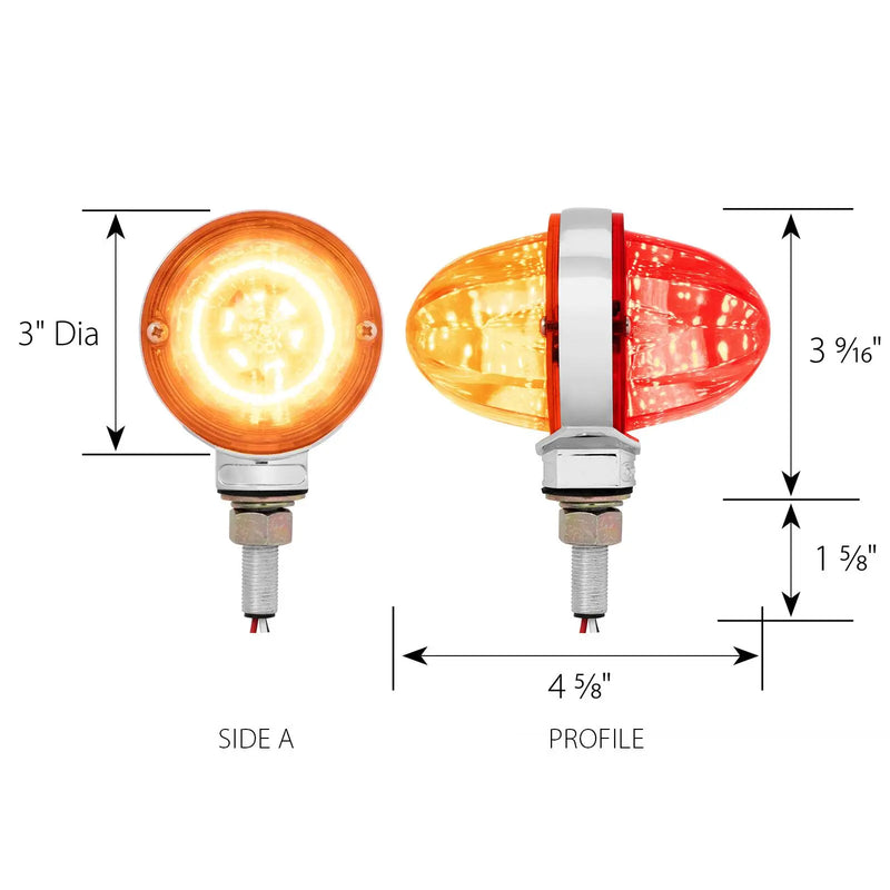 Pearl 3" Amber/Red 18 diode LED watermelon pedestal turn signal light