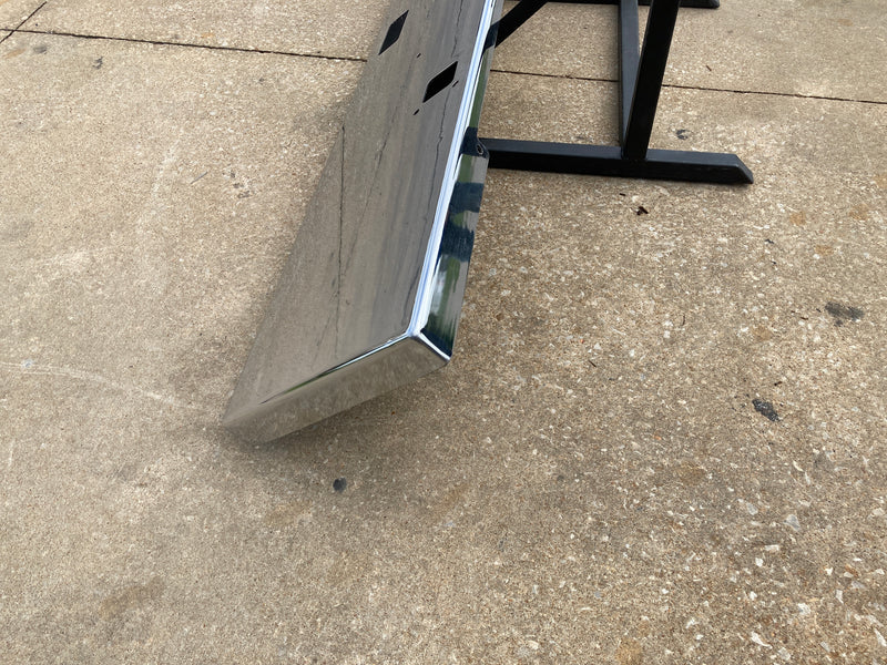 Kenworth W900L premium 8 gauge chrome 18" boxed end bumper w/standard tow, step, & mounting holes