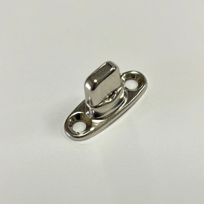 A silver-colored metal turnbuckle for Peterbilt and Kenworth vehicles, displayed on a white surface.