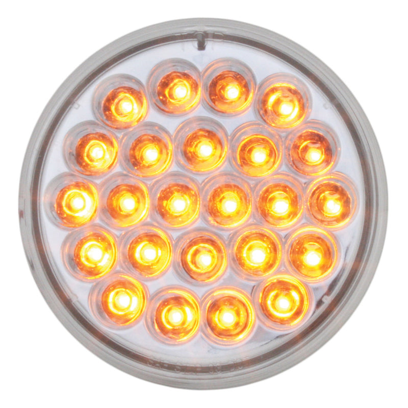 Amber 4" round 24 diode LED strobe/warning light -CLEAR lens