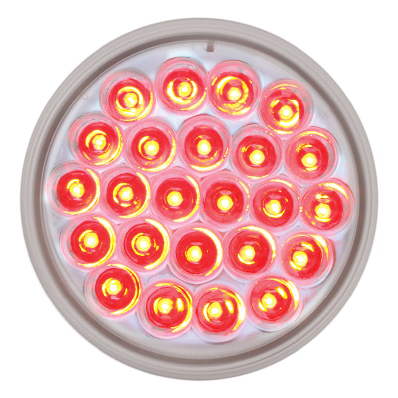 Red 4" round 24 diode LED strobe/warning light -CLEAR lens