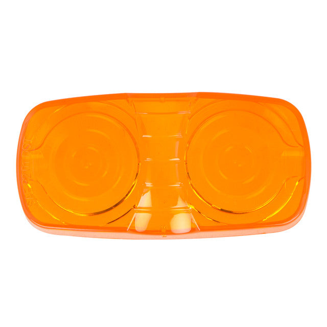 Amber plastic lens for double bubble incandescent marker light