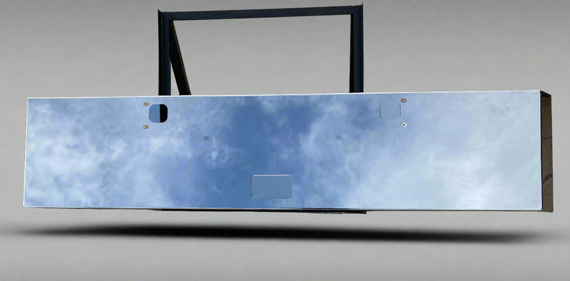 Kenworth W900L chrome bumper with standard tow, center step, & mounting holes