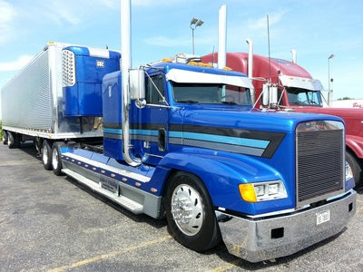Freightliner Classic 10" x 6.5" bowtie stainless steel visor for trucks with cab mounted mirrors