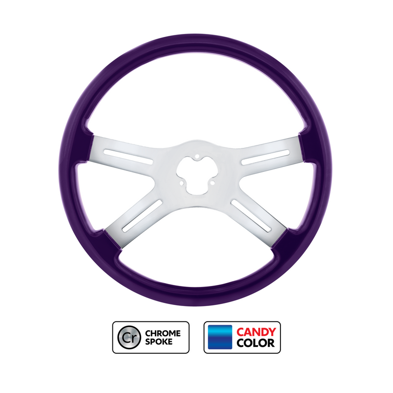 Purple 18" wood steering wheel w/candy finish - 3 hole style