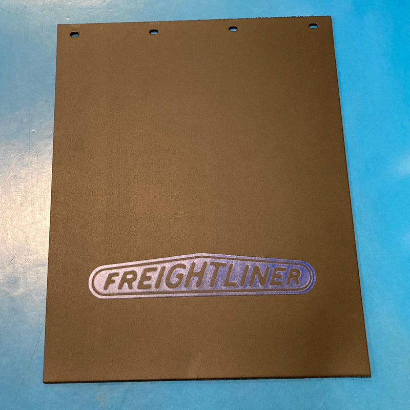 Freightliner 24" x 30" black mudflap w/blue stamped logo