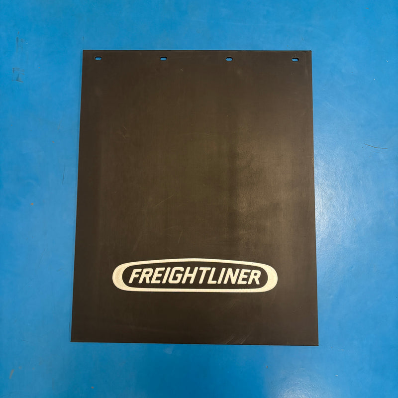Freightliner 24" x 30" black mudflap w/chrome stamped logo