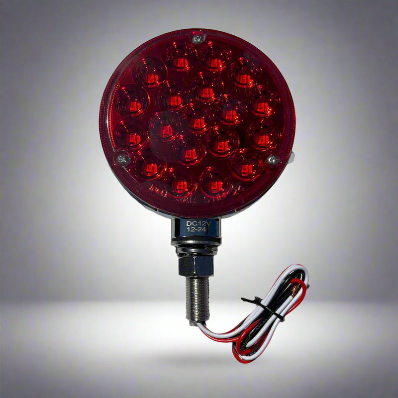 Amber/Red dual face 4" round pedestal turn signal light with reflector - SINGLE