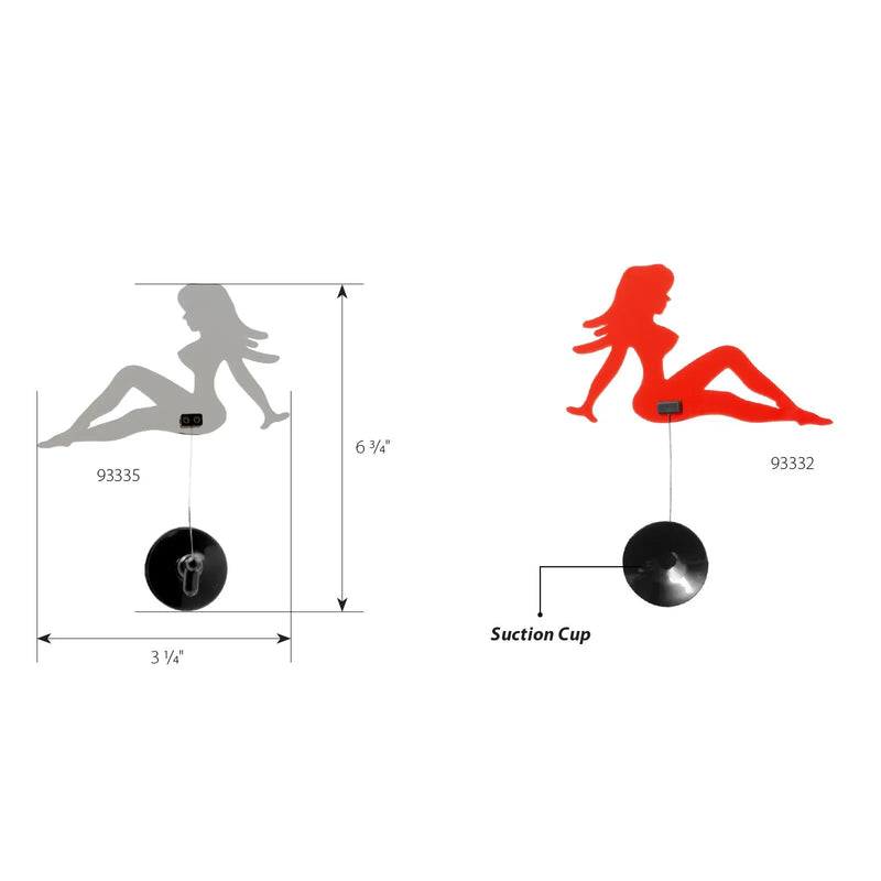 Mudflap Girl plastic waving figure with suction cup mount - PAIR