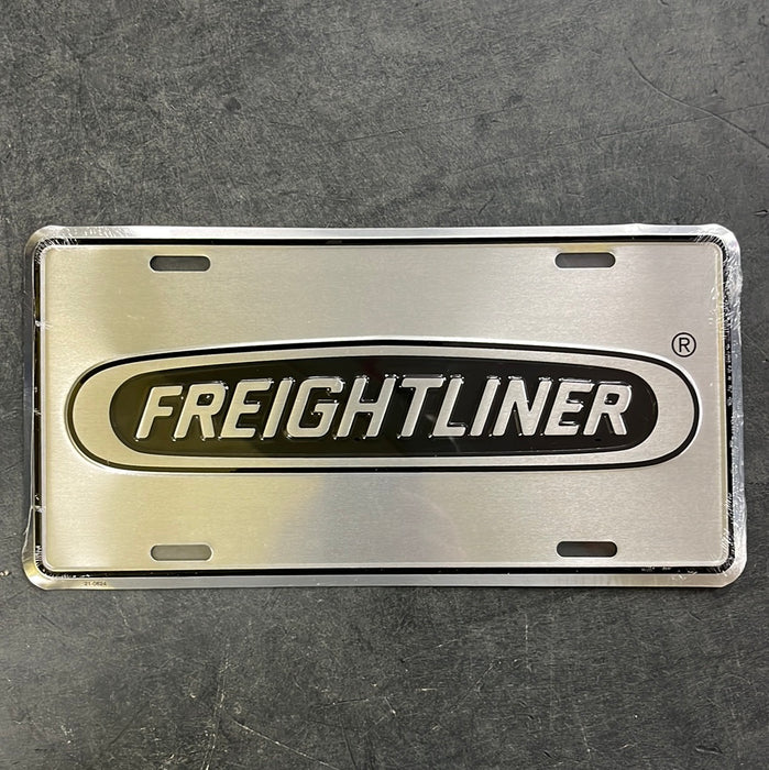 Freightliner aluminum and black license plate